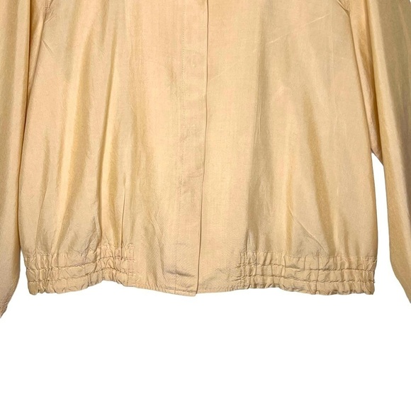 Y2K Neiman Marcus Silk Blend Jacket Yellow Size 16 XL Ribbed Hem Button Placket - Picture 6 of 13